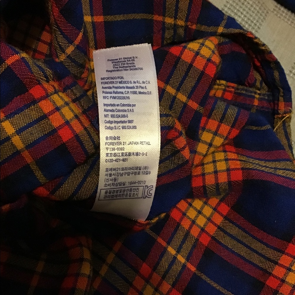 Forever 21 Plaid Button Down Shirt M - Picture 7 of 8